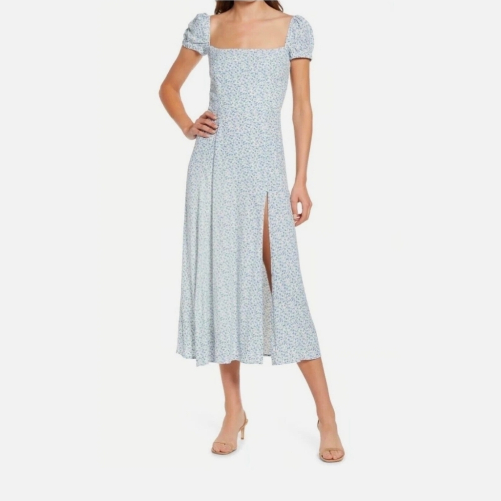 Reformation Sienne Light Blue Floral Dress